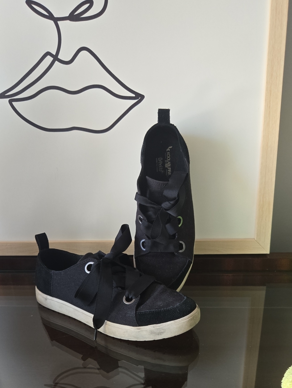 Koolaburra Black Low-Top Sneakers with Ribbon Laces